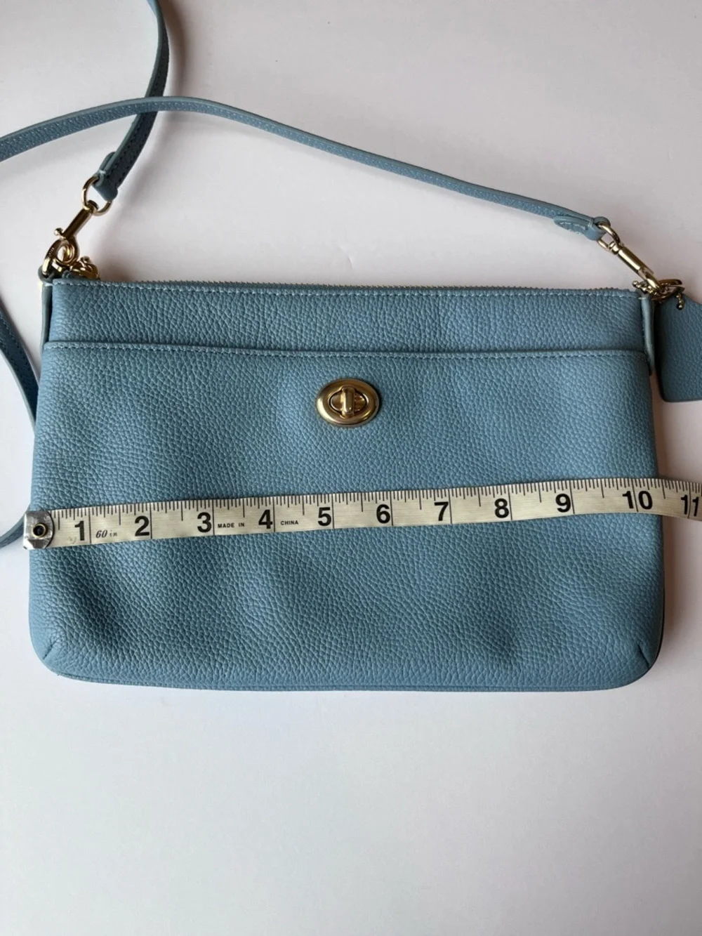Coach Pebble Polly Blue Leather Crossbody Bag